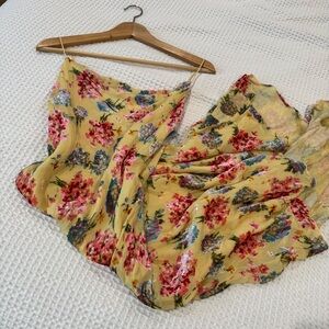 Vintage Rare Betsey Johnson Burnout Yellow Asymmetrical Dress